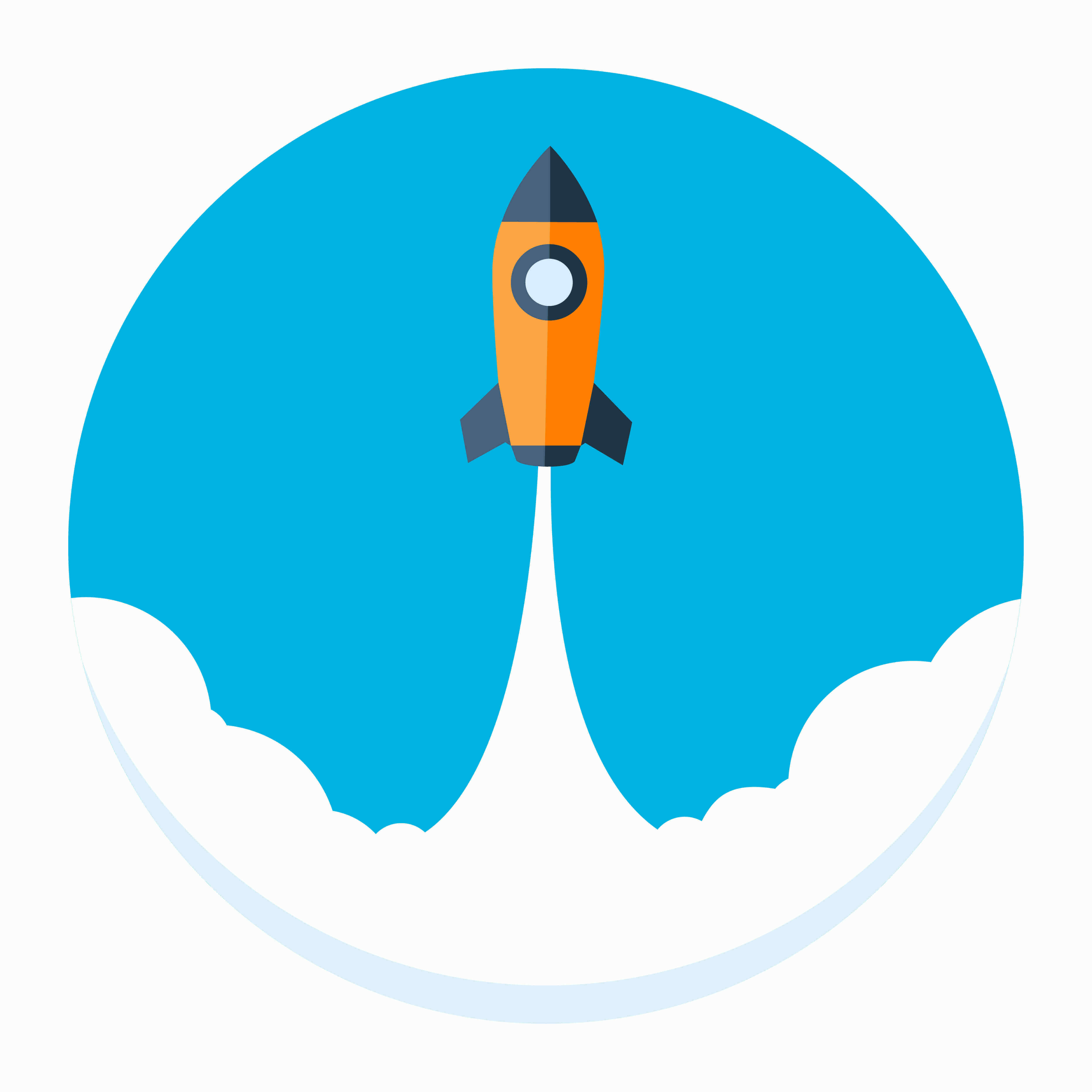 Startup Icon. Flat style illustration. Isolated in colored circle on white background.
